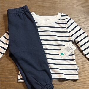 Striped Long Sleeve Shirt and Black Pants Set 12-18 Months (both pieces included